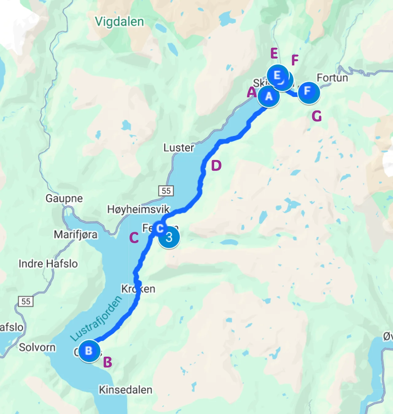 Skjolden(Sognefjord) · 여행 지도 1