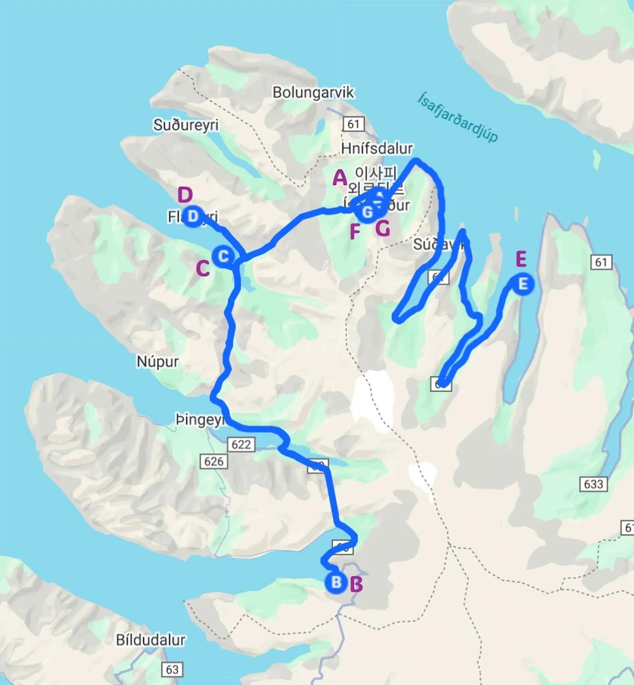 Isafjordur · 여행 지도 1